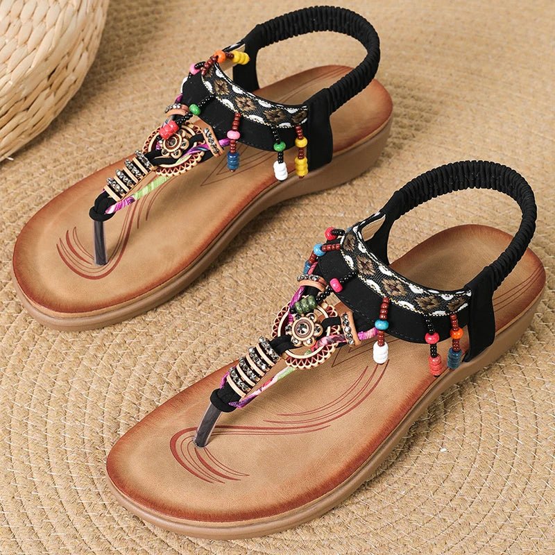 Women's Sandals Women Low Heels Flat Sandals Summer 2025 Bead String Flip Flops Woman Shoes Summer Footwear Sandalias De Mujer - Kenner House Emporium