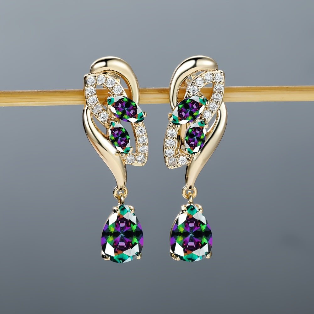 Romantic Flower Dangle Earrings Women Birthstone Party Earrings Jewelry Gifts - Kenner House Emporium