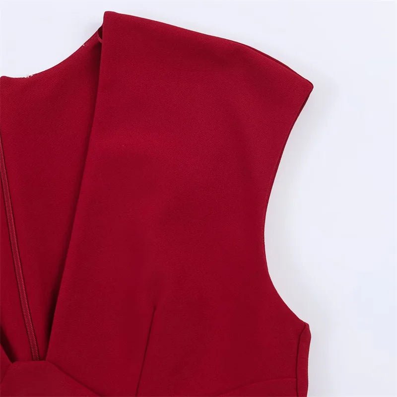 Women's Dress 2026 New Fashion Trend Multi - Color Sexy Elegant Party Deep V - Neck Chiffon Dress - Kenner House Emporium