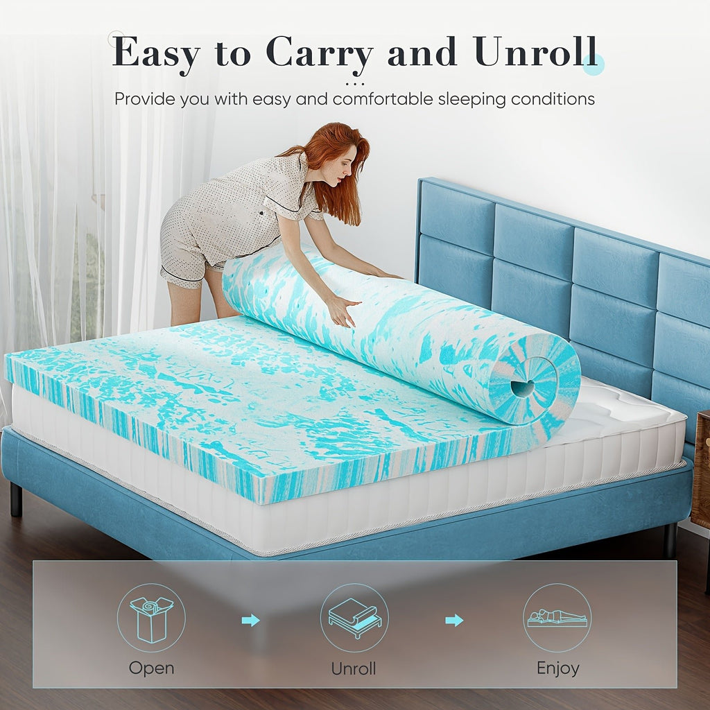 Basic 2/3/4 Inch And Upgraded 5zone 2/3/4 Inch Mattress Topper Comfort Bed Topper Cooling Mattress Pad Gel Premium Memory Foam Mattress, CertiPUR - US - Kenner House Emporium