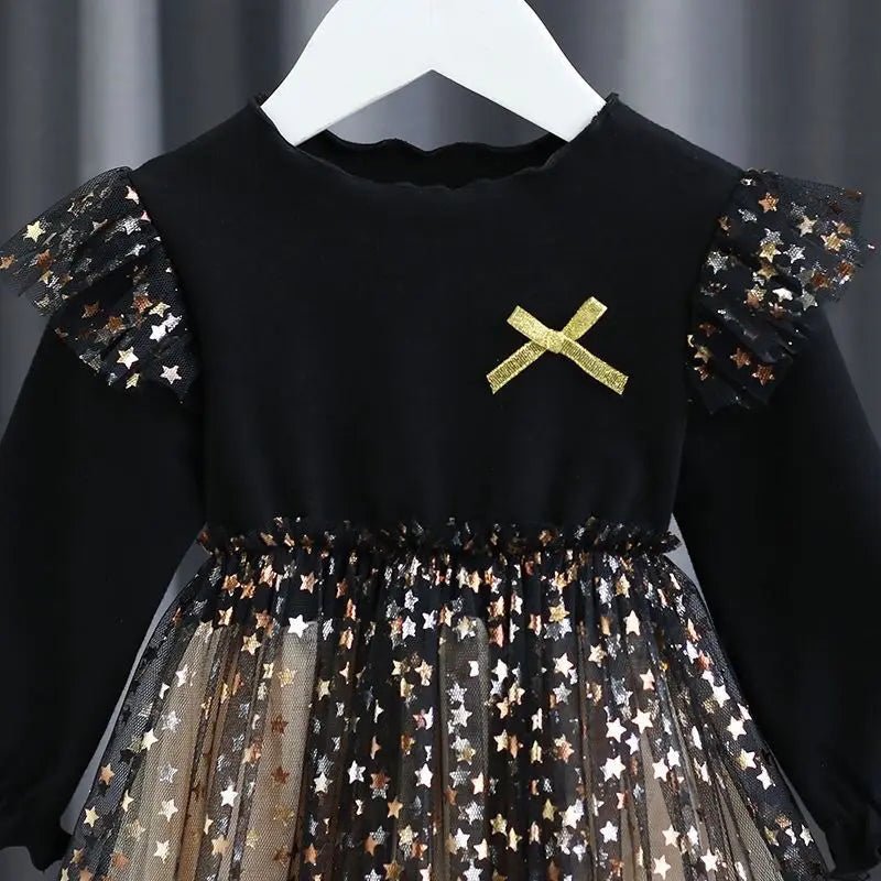 1 to 7 Years 2023 New Baby Dress Spring and Summer New Korean Girl Cotton Tutu Skirt Star Net Gauze Princess Dress - Kenner House Emporium