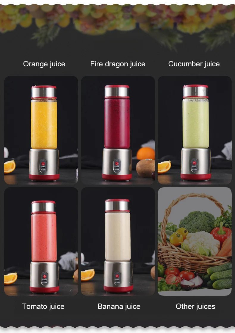 Multifunction Juicers Portable Electric Blender USB Rechargeable Electric Mixer Fruit Orange Milkshake Juice Maker Machine 450M - Kenner House Emporium
