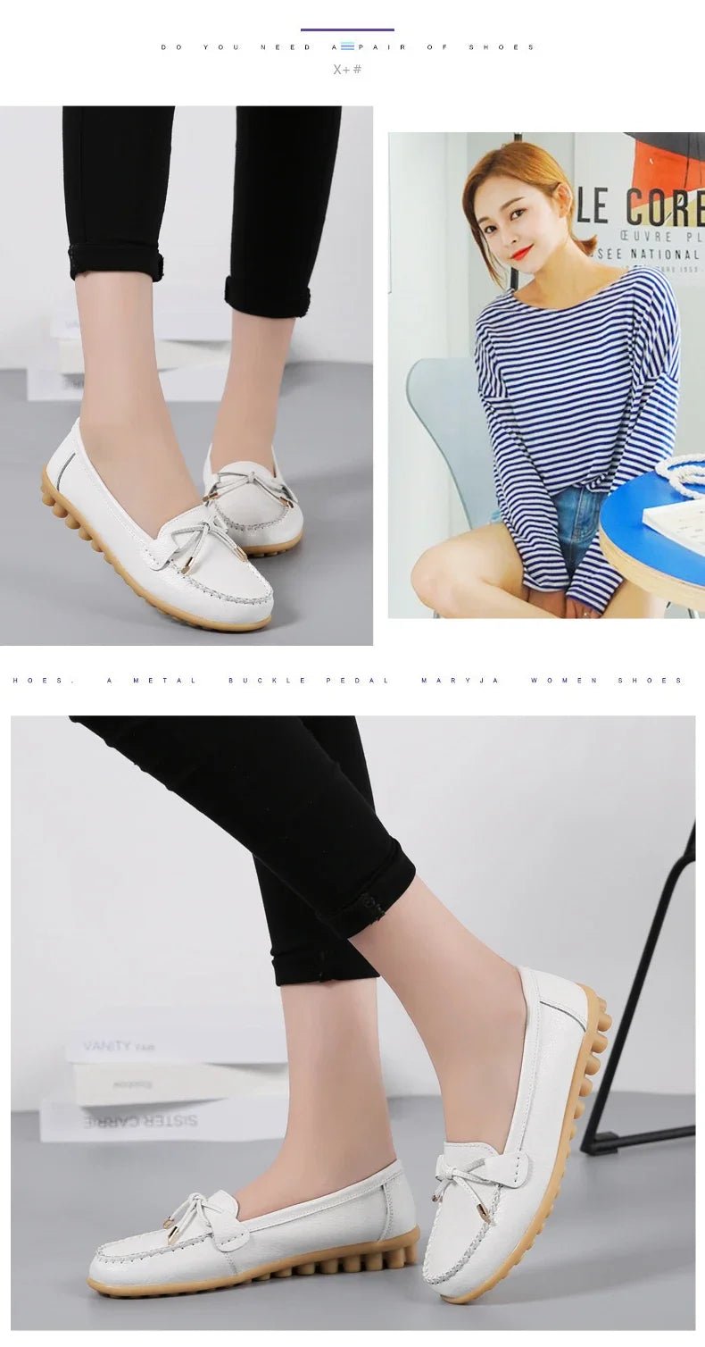 New Woman Flats Shoes Ballet Flat Sneakers Genuine Leather Spring Soft Moccasins Ladies Boat Ballerina Espadrilles Creepers - Kenner House Emporium