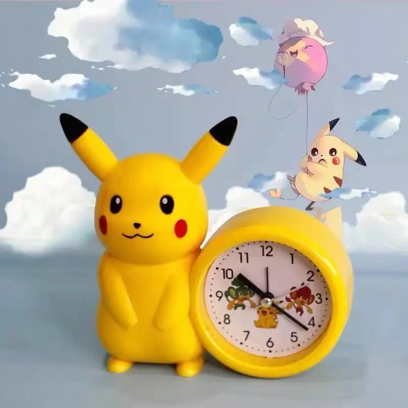 New Genuine Pokemon Anime Pikachu Catoon Kawaii Model Action Decoration Toy Children Alarm Pointer Clock Student Kids Gift - Kenner House Emporium