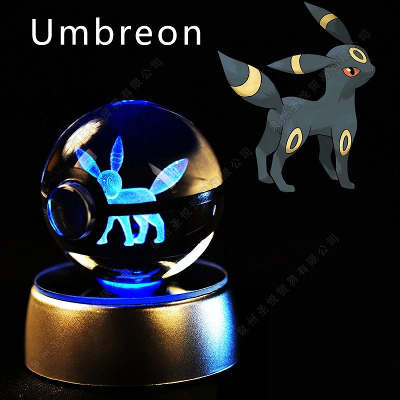 Pokemon Crystal Ball 3D Pikachu Gengar Mewtwo Night Light Lamp Pokeball 3D Glass Pokemon Crystal Ball Statue Kids Birthday Gift - Kenner House Emporium