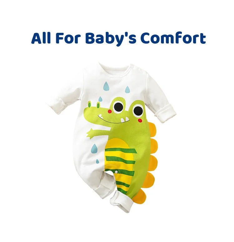 Newborn Clothes Cute Cartoon 3d Printed Cotton Comfortable And Soft Boys And Girls Spring And Autumn Long Sleeved Baby Jumpsuit - Kenner House Emporium