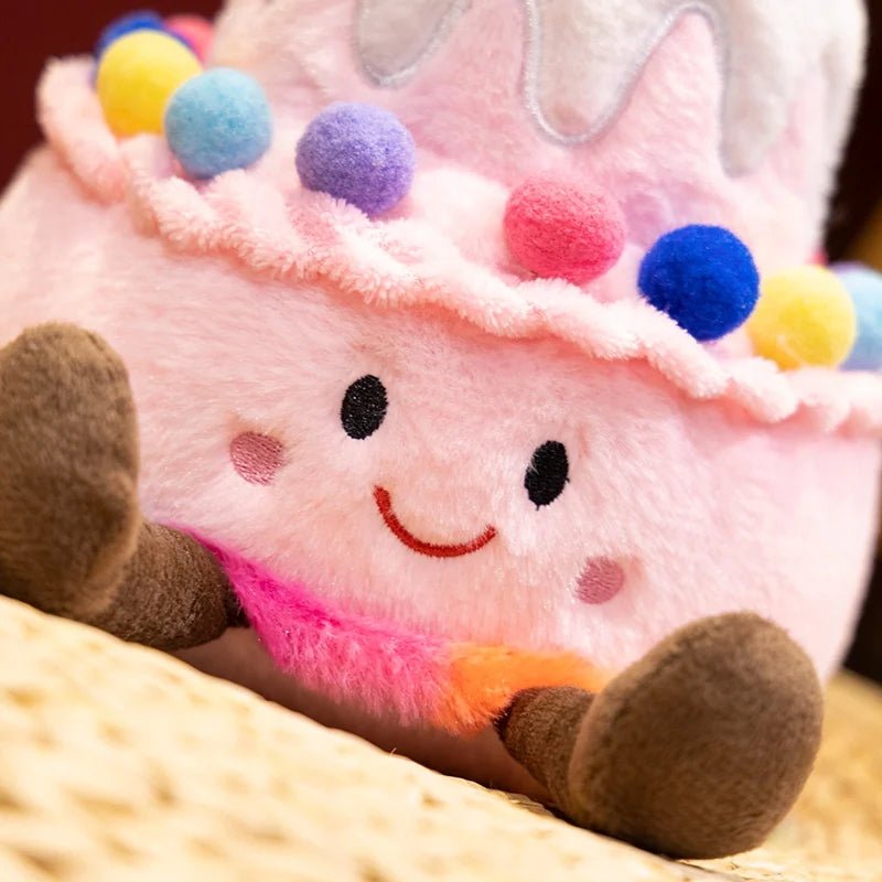 Cartoon Anime Kawaii Pink Rainbow Strawberry Cotton Candy Cake Plush Toy Cute Happy Birthday Cake Dolls Children's Handmade Gift - Kenner House Emporium