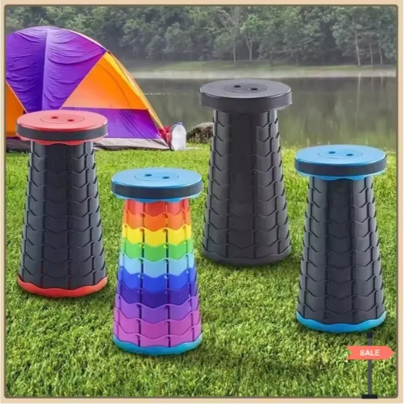 Outdoor telescopic folding stool - portable for queueing during travel, adjustable for home use, retractable seat for camping. - Kenner House Emporium