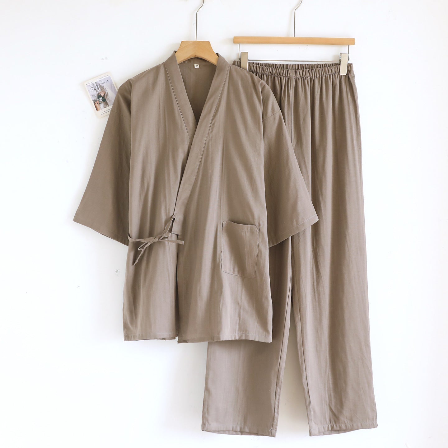 Kimono Robes Pajamas Set for Spring Autumn and Summer Thin Men's Cotton Loose Fit Large Size Half Sleeve Sleepwear Set - Kenner House Emporium