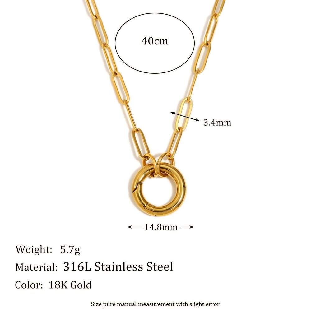 MamacitaSlay DIY Spring Buckle Single Chain Paper Clip Chain Necklaces For Women Stainless Steel Jewelry Accessories For Women - Kenner House Emporium