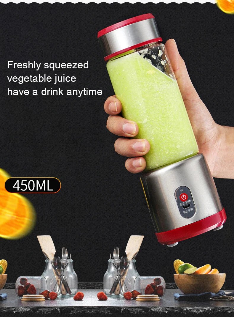 Multifunction Juicers Portable Electric Blender USB Rechargeable Electric Mixer Fruit Orange Milkshake Juice Maker Machine 450M - Kenner House Emporium