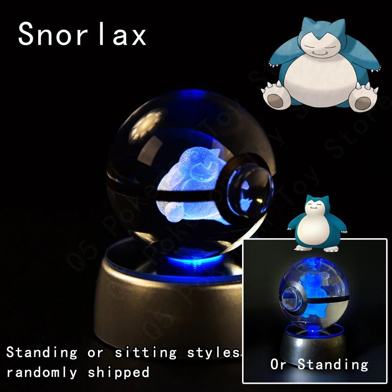 Pokemon Crystal Ball 3D Pikachu Gengar Mewtwo Night Light Lamp Pokeball 3D Glass Pokemon Crystal Ball Statue Kids Birthday Gift - Kenner House Emporium