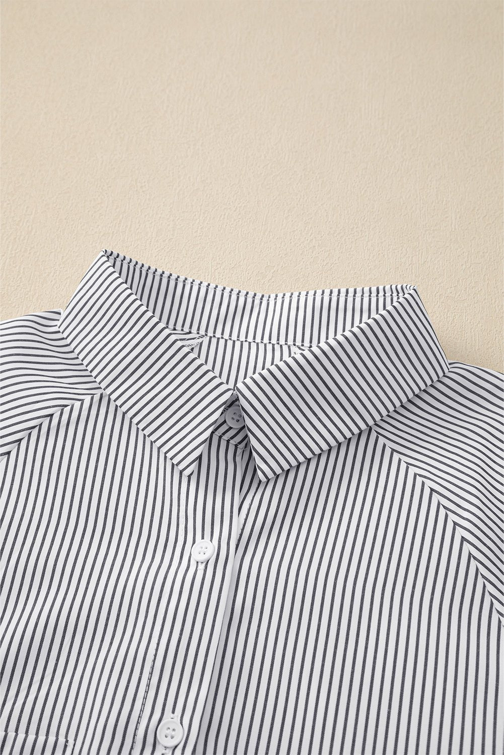 Black Striped Casual Shirred Cuffs Shirt - Kenner House Emporium