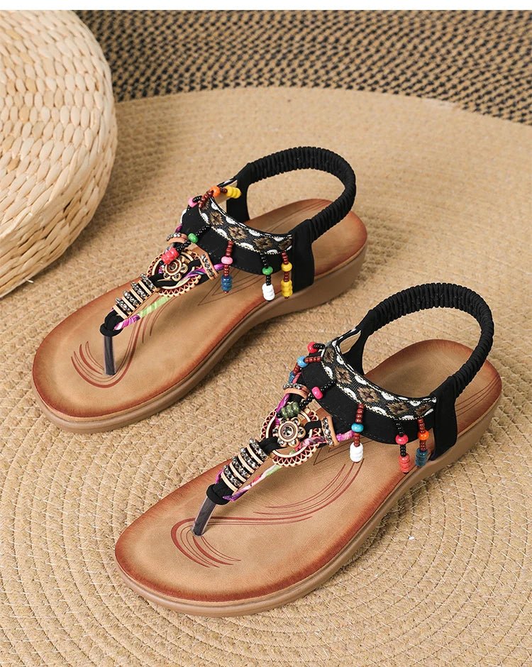 Women's Sandals Women Low Heels Flat Sandals Summer 2025 Bead String Flip Flops Woman Shoes Summer Footwear Sandalias De Mujer - Kenner House Emporium