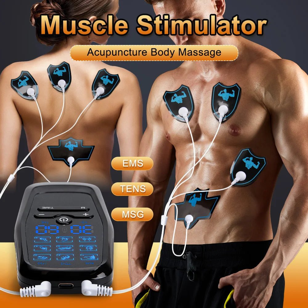 Electric 9 Modes Digital Therapy Muscle Stimulator Physiotherapy Microcurrent Tens electrostimulator EMS Pulse Body Massager - Kenner House Emporium