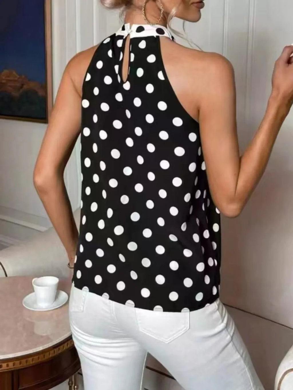 Polka Dot Tie Front Cami - Kenner House Emporium