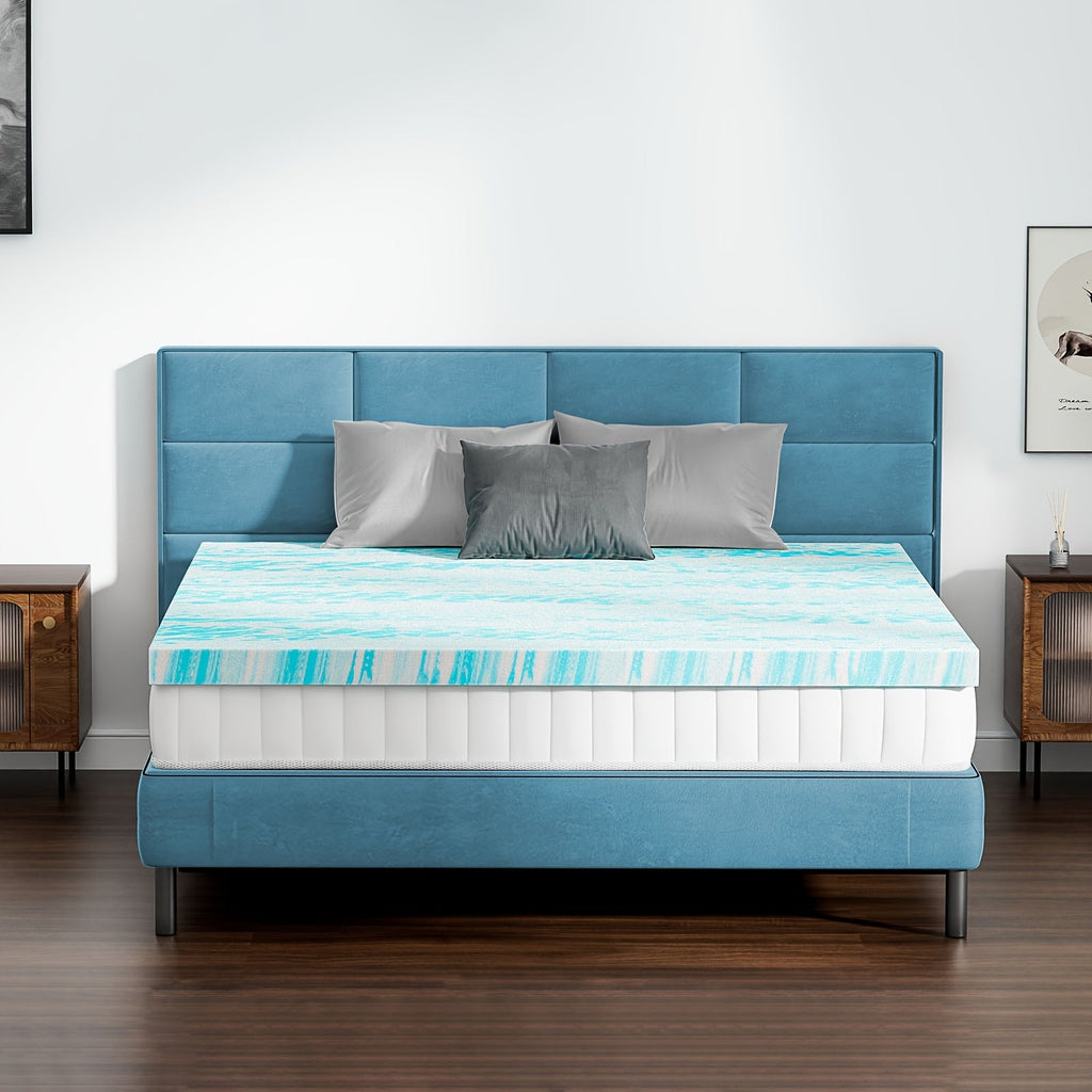 Basic 2/3/4 Inch And Upgraded 5zone 2/3/4 Inch Mattress Topper Comfort Bed Topper Cooling Mattress Pad Gel Premium Memory Foam Mattress, CertiPUR - US - Kenner House Emporium