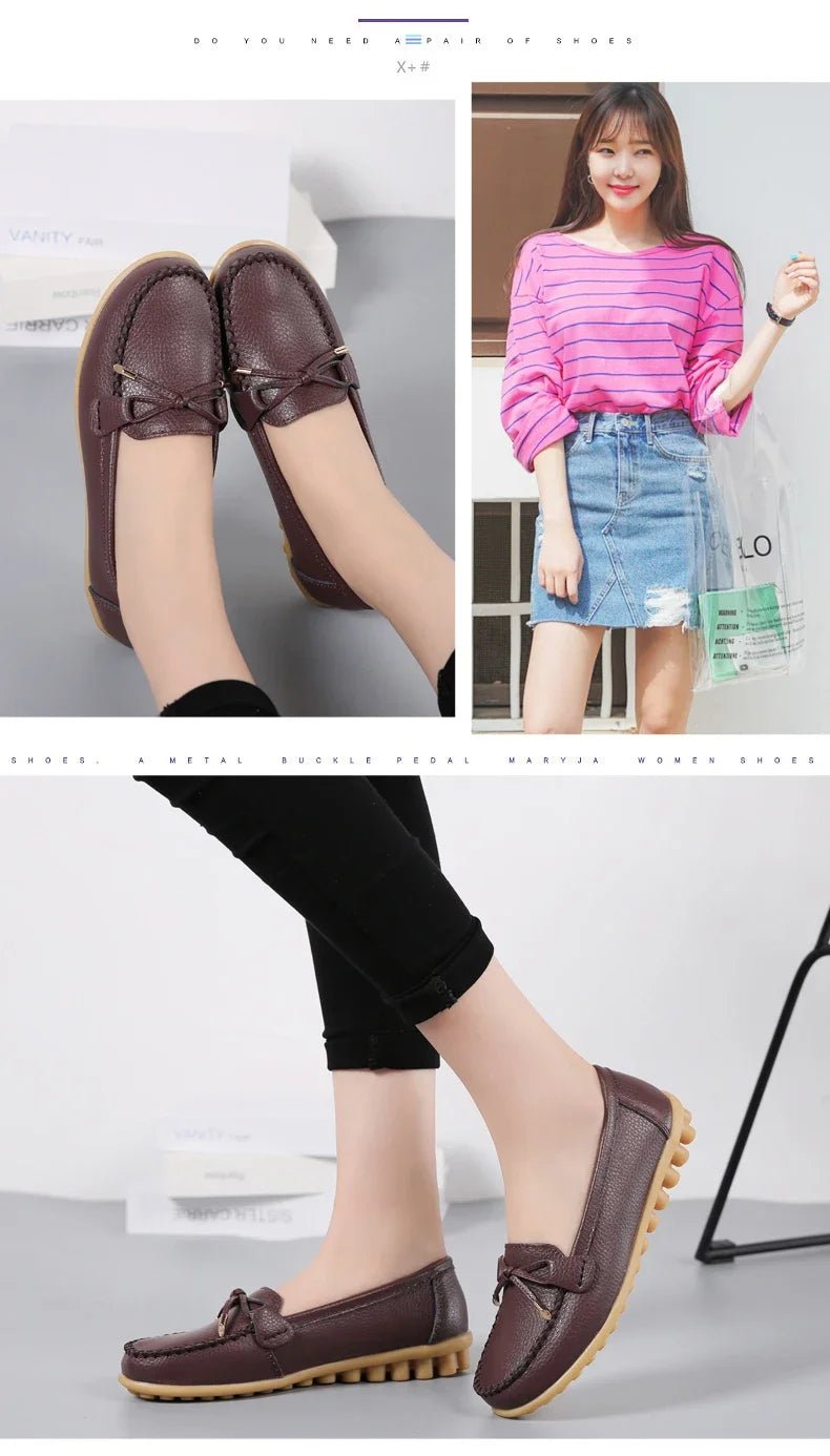 New Woman Flats Shoes Ballet Flat Sneakers Genuine Leather Spring Soft Moccasins Ladies Boat Ballerina Espadrilles Creepers - Kenner House Emporium