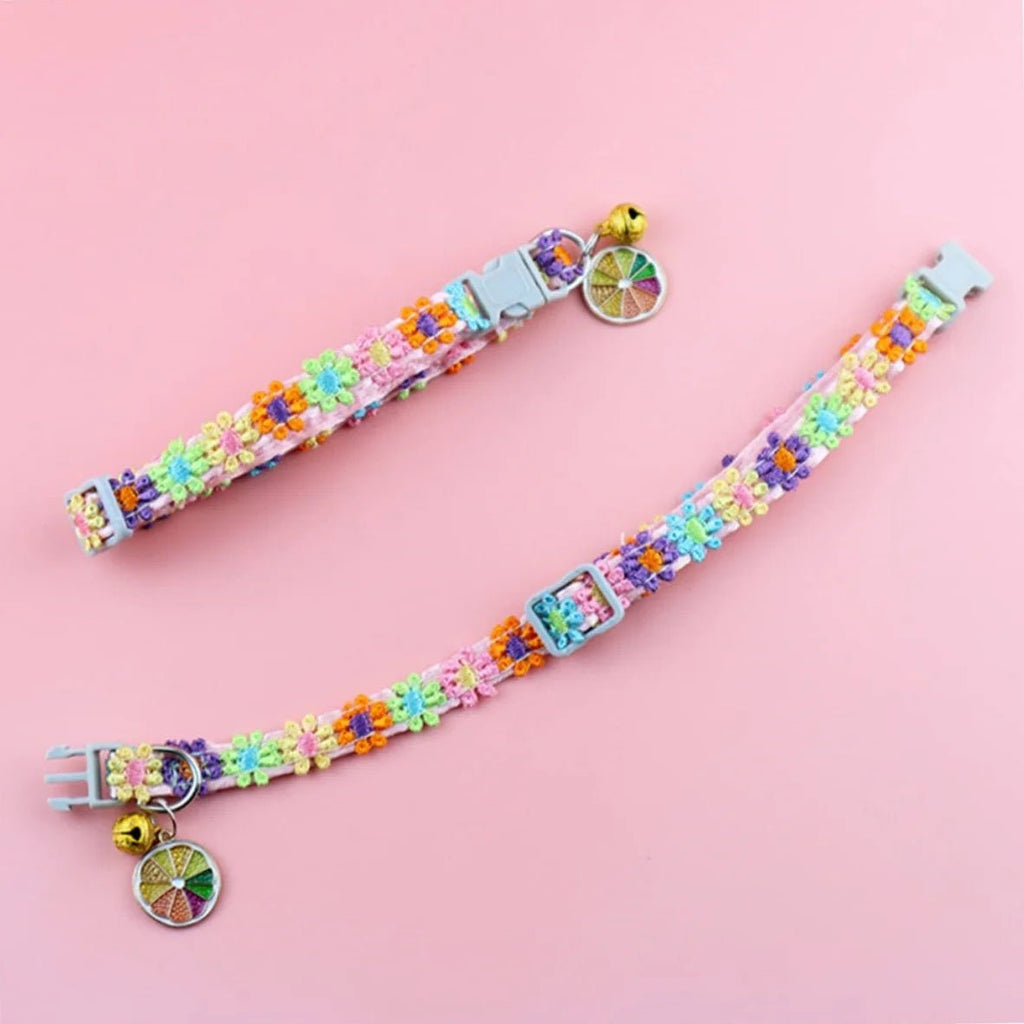 Pet Collar With Bell Cartoon Footprint Colorful Dog Puppy Kitten Collar Adjustable Safety Bell Ring Necklace Pet Accessories - Kenner House Emporium