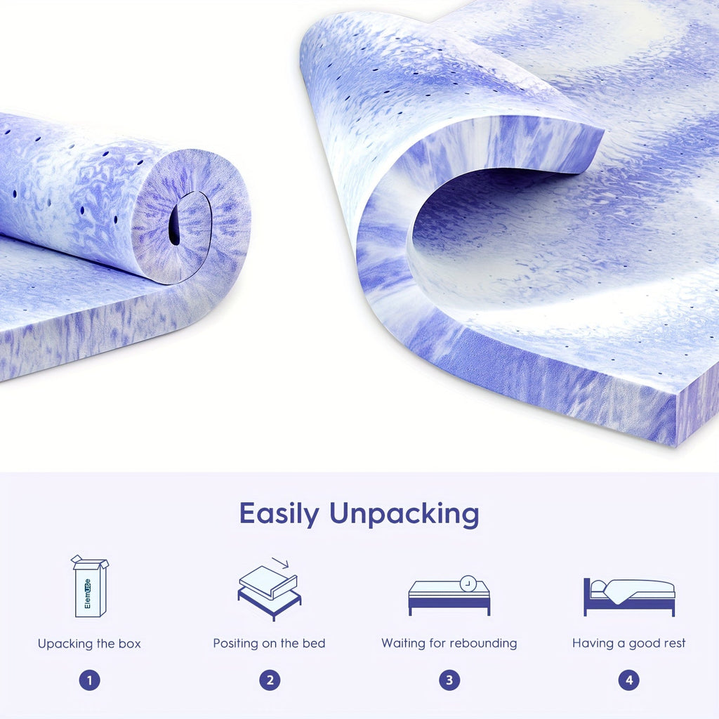 CoolGel Ventilated Memory Foam Queen Mattress Topper - Intense Cooling, Pressure - Relieving Swirl Foam for Orthopedic Back Pain Support, Premium CertiPUR - US Certified - Kenner House Emporium