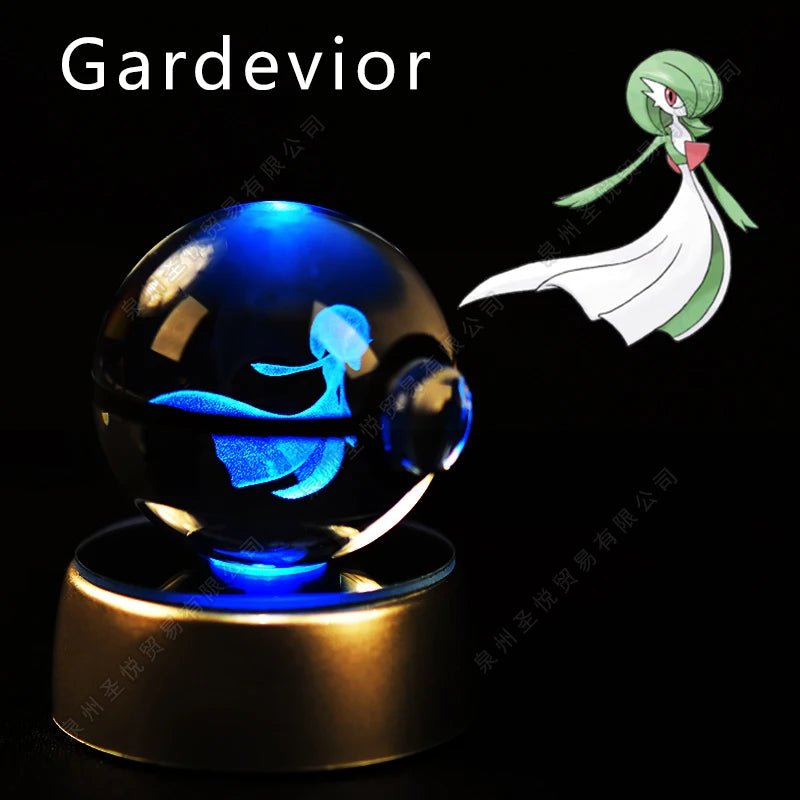 Pokemon Crystal Ball 3D Pikachu Gengar Mewtwo Night Light Lamp Pokeball 3D Glass Pokemon Crystal Ball Statue Kids Birthday Gift - Kenner House Emporium