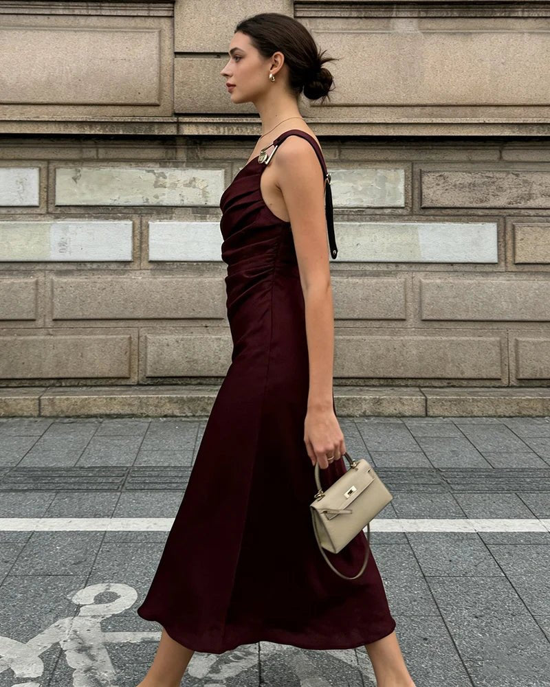 Women's Dress 2026 New Fashion Spring Summer Linen Asymmetric Midi Dress for Women Casual Chic Personality Dress - Kenner House Emporium