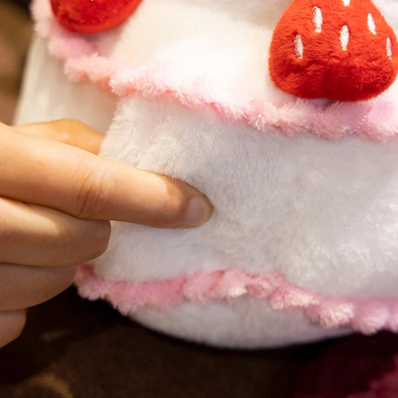 Cartoon Anime Kawaii Pink Rainbow Strawberry Cotton Candy Cake Plush Toy Cute Happy Birthday Cake Dolls Children's Handmade Gift - Kenner House Emporium