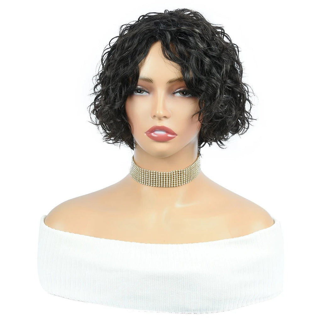 Curly Human Hair Wigs Full Machine Made Wigs For Woman Natural Color Pixie Cut Human Hair Wigs Pixie Cut Wigs HairUGo - Kenner House Emporium