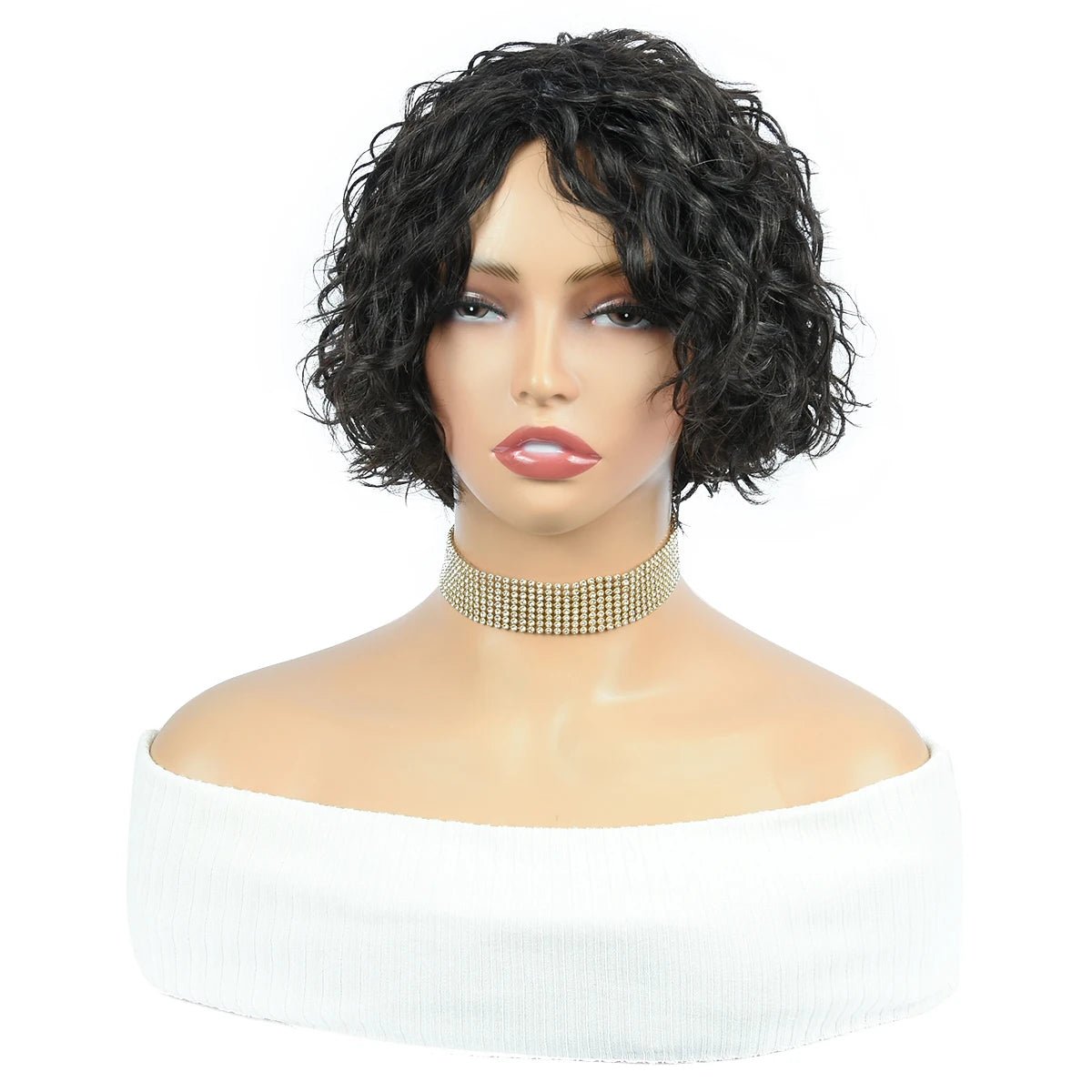 Curly Human Hair Wigs Full Machine Made Wigs For Woman Natural Color Pixie Cut Human Hair Wigs Pixie Cut Wigs HairUGo - Kenner House Emporium