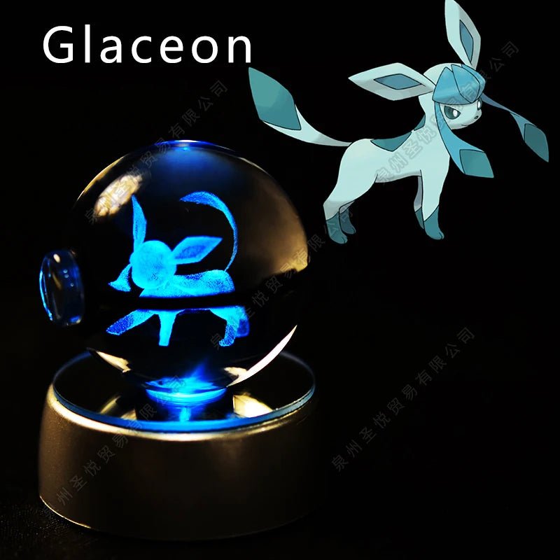 Pokemon Crystal Ball 3D Pikachu Gengar Mewtwo Night Light Lamp Pokeball 3D Glass Pokemon Crystal Ball Statue Kids Birthday Gift - Kenner House Emporium