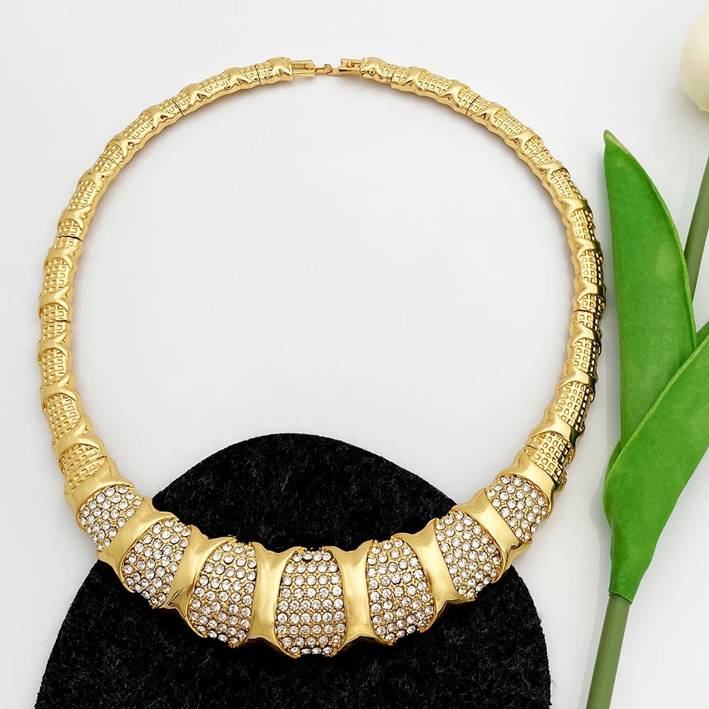 Dubai Jewelry Set For Women 18K Gold Plated Luxury Necklace Earrings Bracelet And Ring Set Jewelry For Wedding Party Trending - Kenner House Emporium