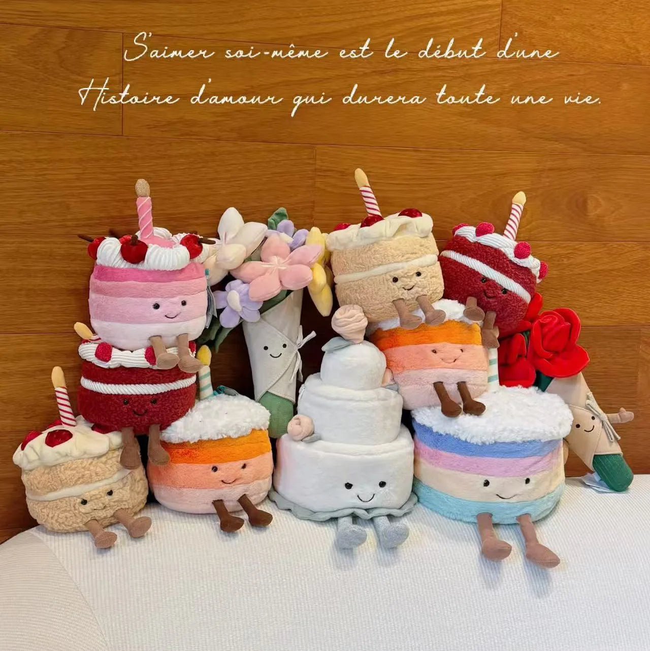 Cute JC Cartoon Cake Plush toys soft soft Doll Stuffed PP Cotton Desktop Ornament Decor Girl Collectible Birthday Surprise Gift - Kenner House Emporium