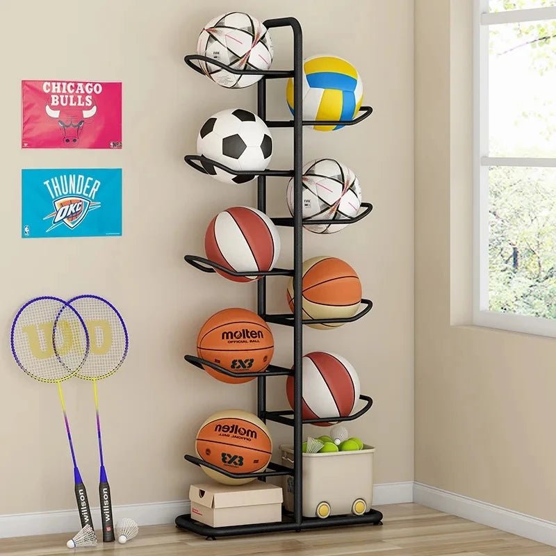 Basketball storage rack Household children's toys Balls Multilayer floor storage basket Table tennis badminton racket storage - Kenner House Emporium