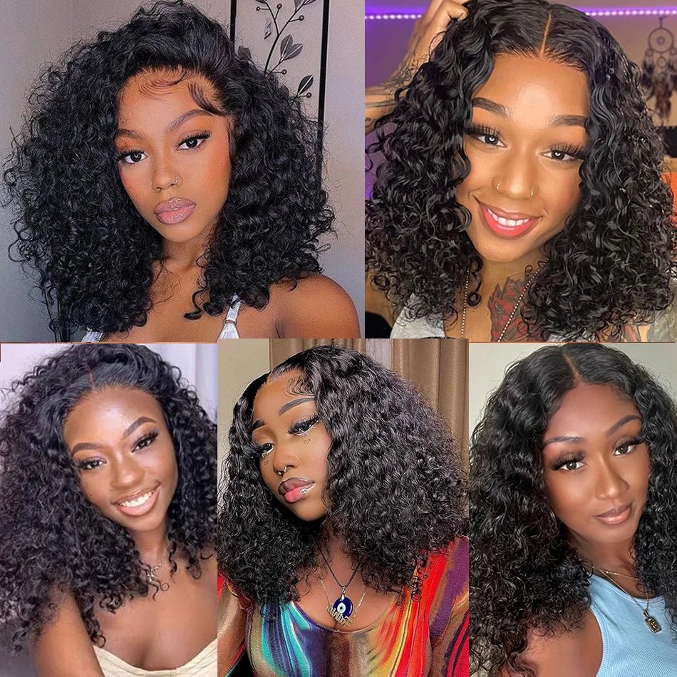 250 Density Wear And Go Water Wave Bob Glueless Wet And Wavy HD Lace Frontal Pre Cut Human Wigs Brazilian Virgin Cheveux Humain - Kenner House Emporium