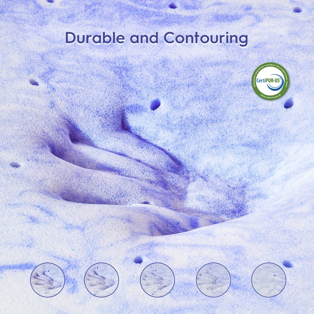 CoolGel Ventilated Memory Foam Queen Mattress Topper - Intense Cooling, Pressure - Relieving Swirl Foam for Orthopedic Back Pain Support, Premium CertiPUR - US Certified - Kenner House Emporium