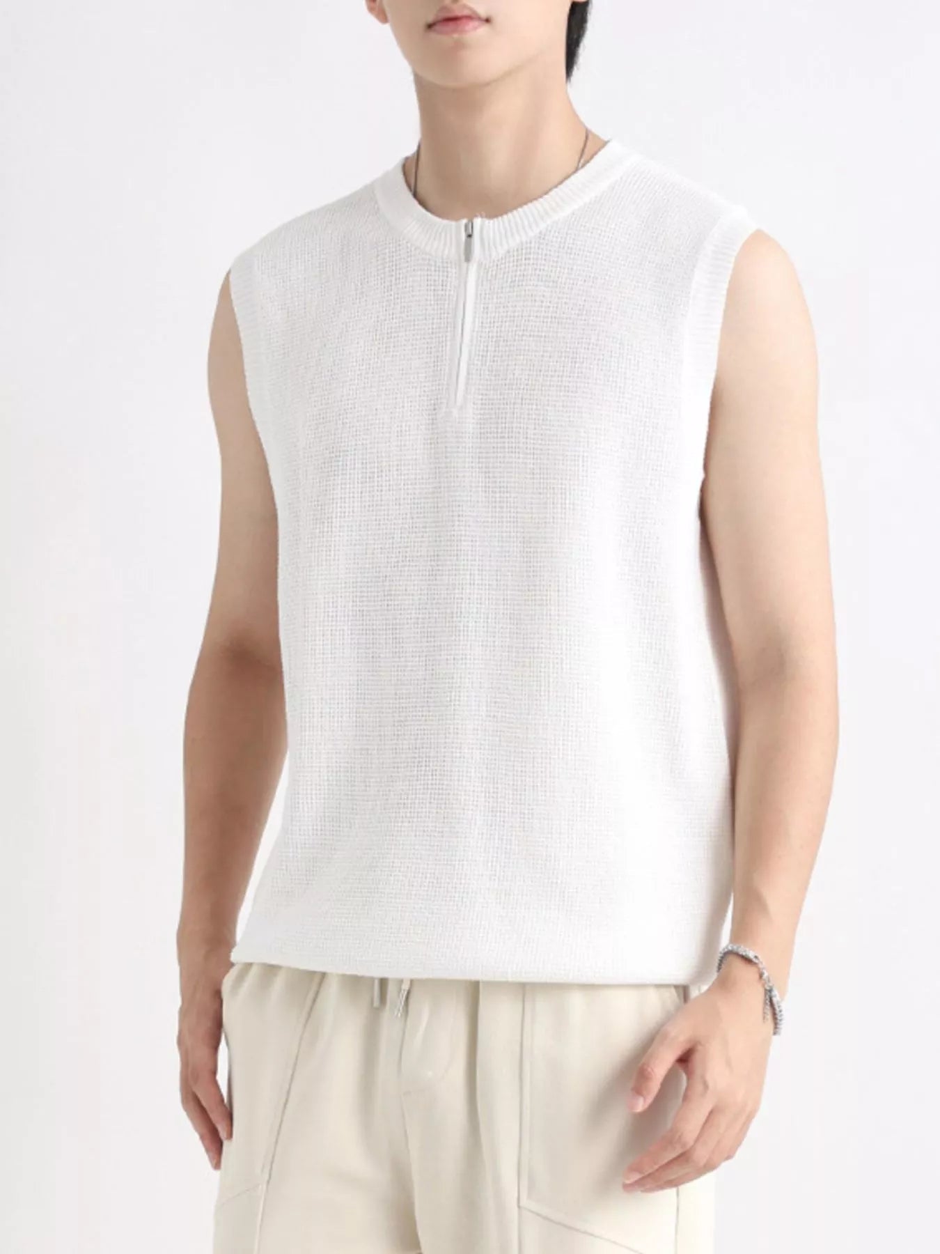 Men's Plus Size Knitted Zip - Up Tank - Kenner House Emporium