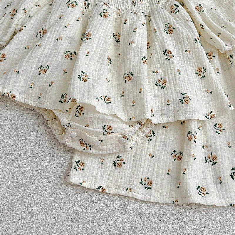 Spring Autumn Infant Kids Baby Girls Long Sleeve Rose Print Sisters Dress Newborn Kids Baby Girls Children Clothes Rompers - Kenner House Emporium