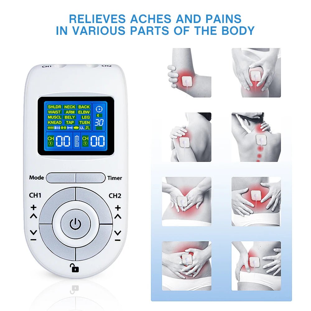 Electric Tens Relax Muscle Stimulator 12 Modes EMS Acupuncture Body Massage Digital Therapy Slimming Machine Electrostimulator - Kenner House Emporium
