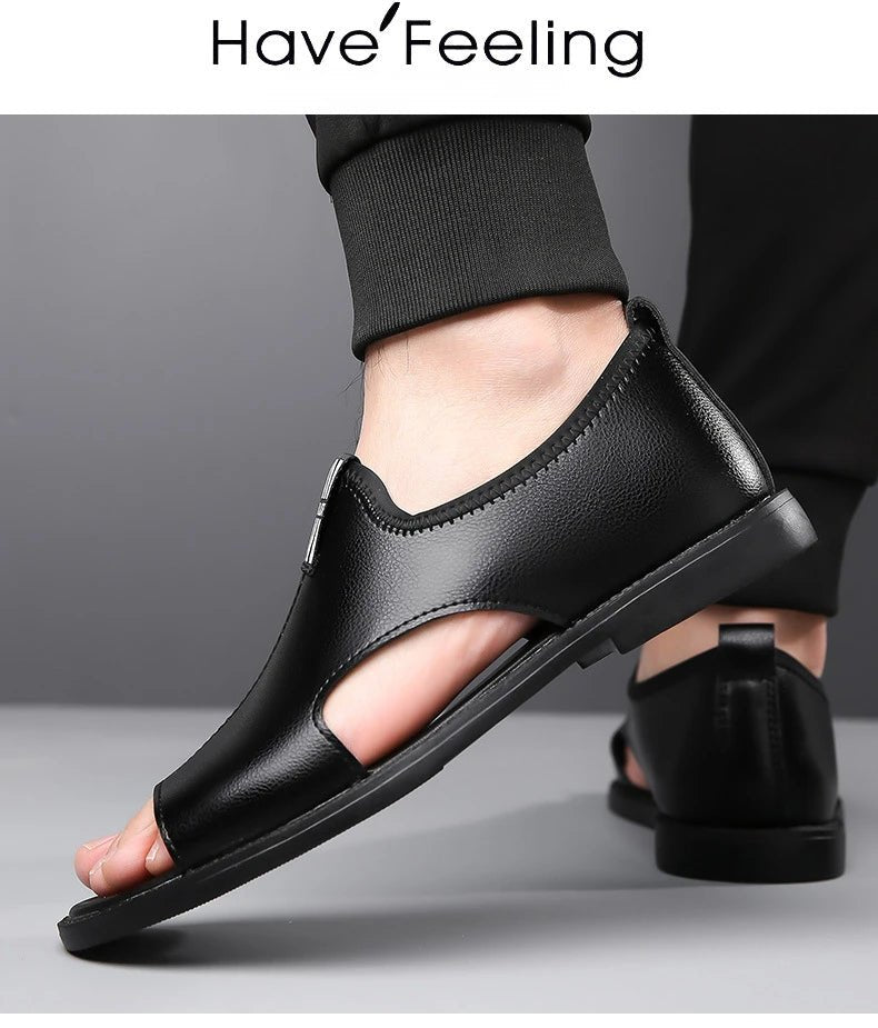 Sandals for Men Brand Casual Shoes Outdoor Fashion Men's Slippers Comfortable Beach Shoes High Quality Leather Men Flat Sandals - Kenner House Emporium