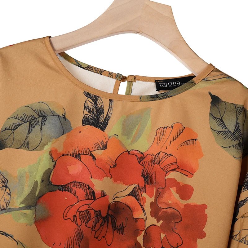 ZANZEA Spring 2pcs Outfits Women Pant Sets 3/4 Sleeve Floral Printed Blouse Loose Trousers Suits Elegant Work Tracksuit Oversize - Kenner House Emporium