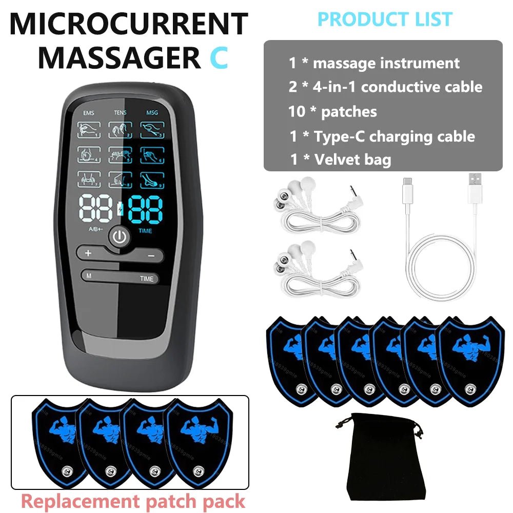 Electric 9 Modes Digital Therapy Muscle Stimulator Physiotherapy Microcurrent Tens electrostimulator EMS Pulse Body Massager - Kenner House Emporium