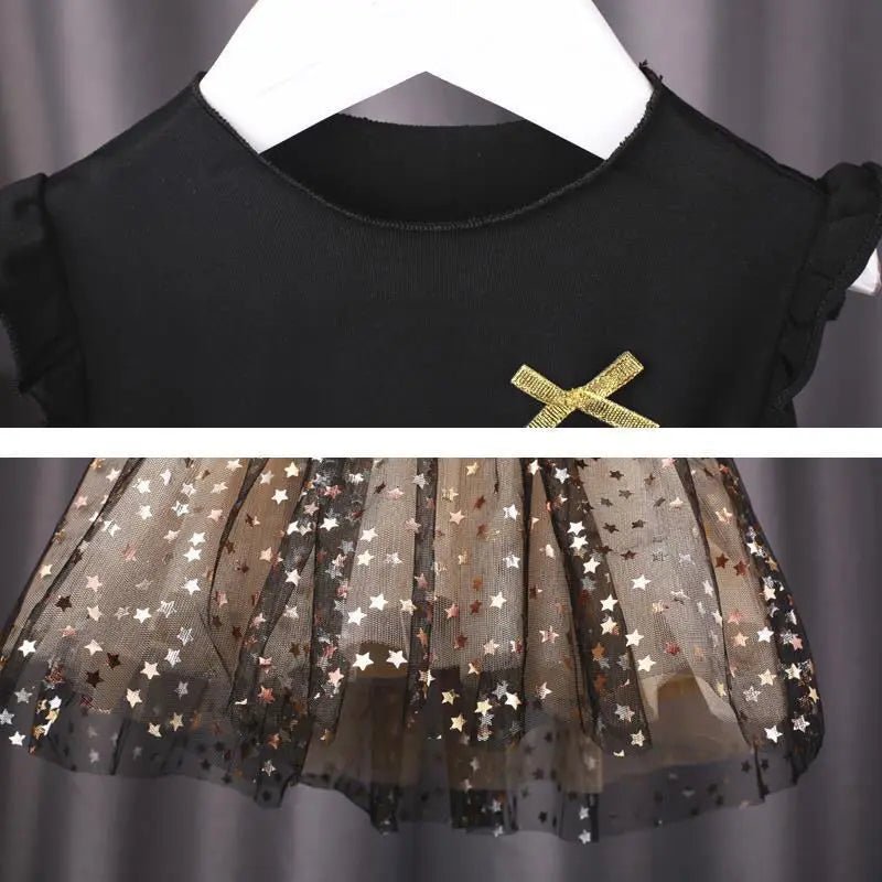 1 to 7 Years 2023 New Baby Dress Spring and Summer New Korean Girl Cotton Tutu Skirt Star Net Gauze Princess Dress - Kenner House Emporium