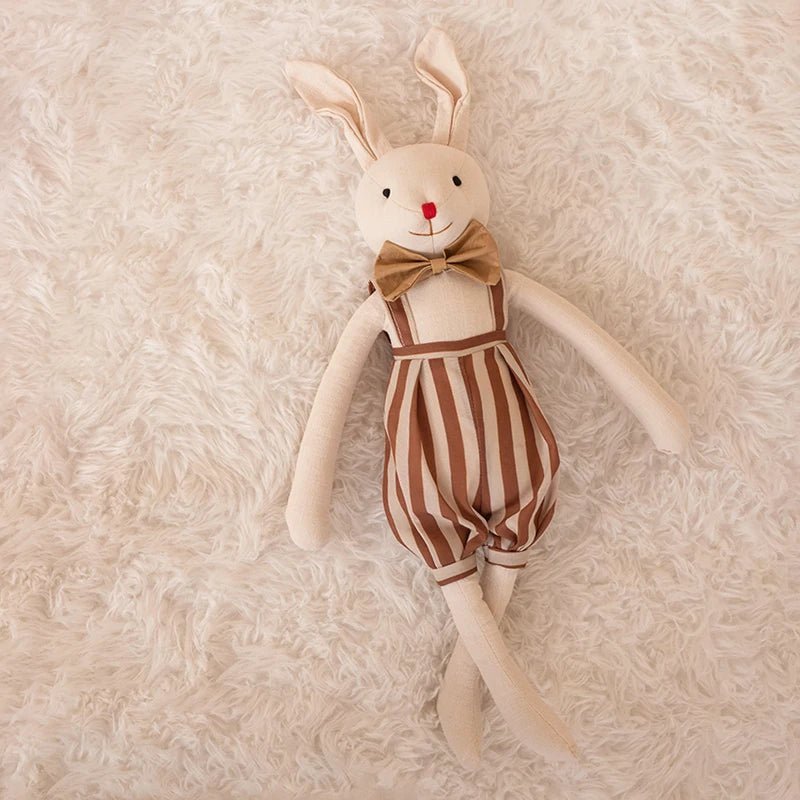 Stuffed Bunny Cloth Dress Toys Smoothing Toy for Infant Cuddling sleep doll for Girls Handmade Diversity Brown Rabbit Plushie - Kenner House Emporium
