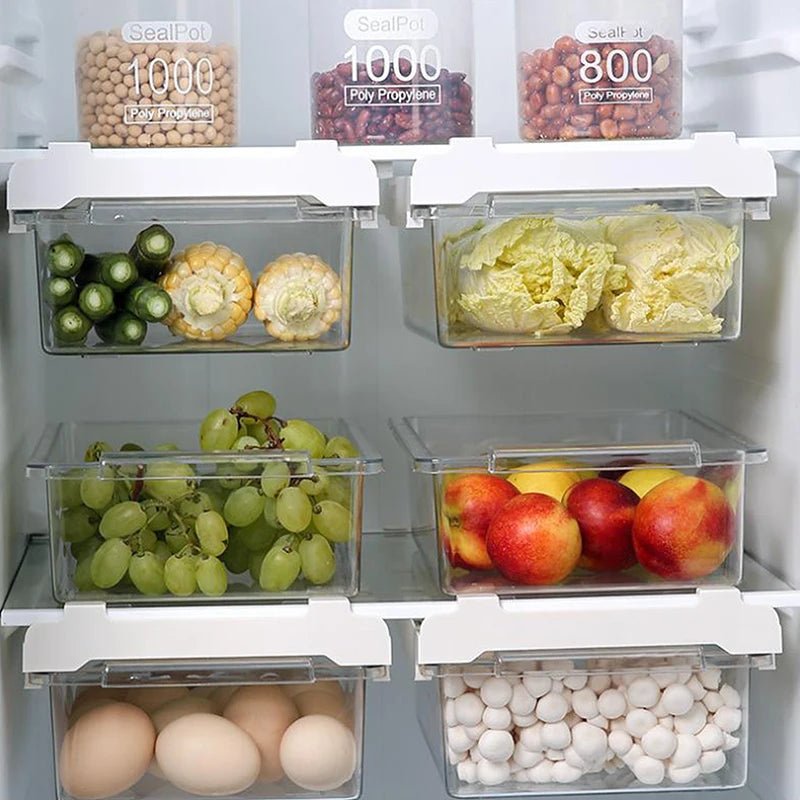 【ST】1Pcs Refrigerator Storage Box Fridge Organizer Fresh Vegetable Fruit Drain Basket Storage Container Pantry Kitchen Organizer - Kenner House Emporium
