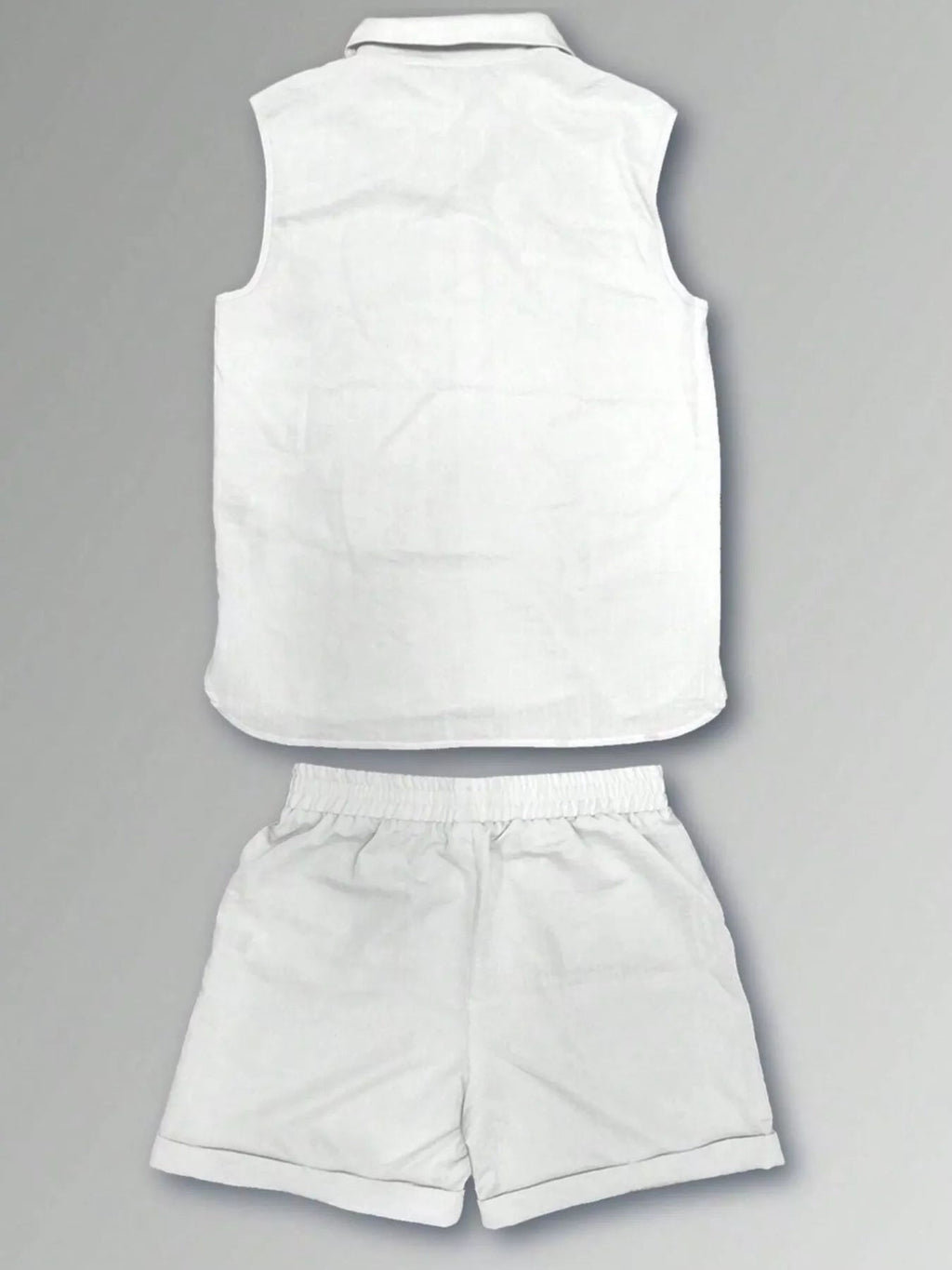 Men's Plus Size Casual Button Up Vest & Shorts Set - Kenner House Emporium