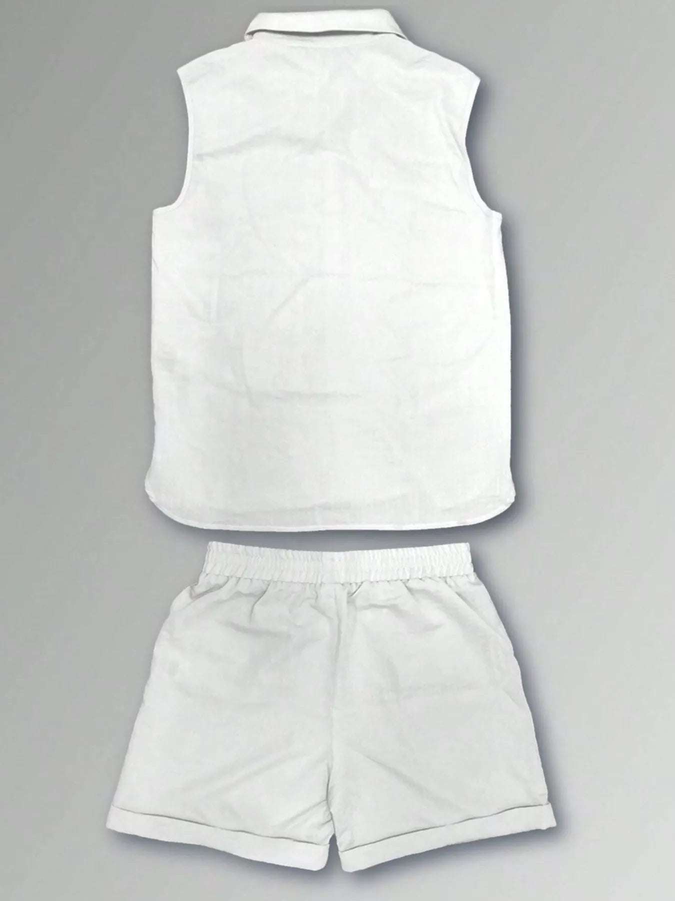 Men's Plus Size Casual Button Up Vest & Shorts Set - Kenner House Emporium