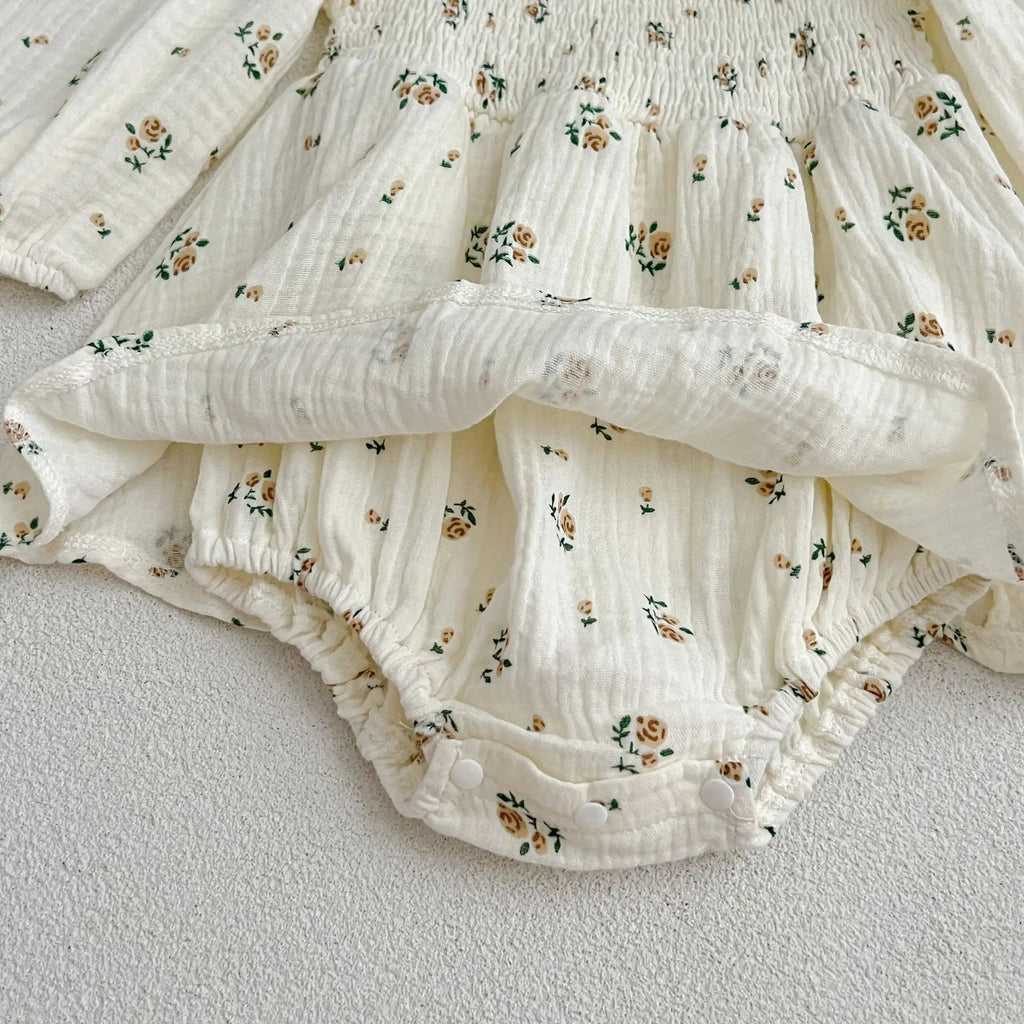 Spring Autumn Infant Kids Baby Girls Long Sleeve Rose Print Sisters Dress Newborn Kids Baby Girls Children Clothes Rompers - Kenner House Emporium
