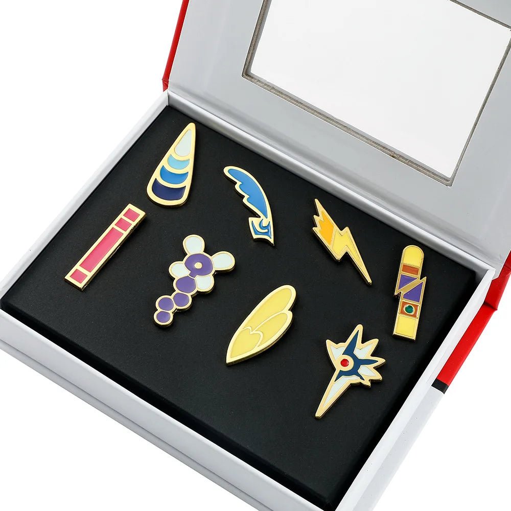 Anime Pokemon Badges Kanto Johto Hoenn Sinnoh Unova Kalos League Region Orange Islands Pins Brooches Box Set Pocket Monster - Kenner House Emporium