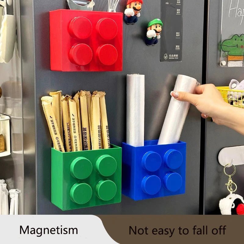 Magnetic Storage Box Building Blocks Storage Rack Kitchen No - Drill Refrigerator Magnet Storage Box Wall - mounted Container - Kenner House Emporium