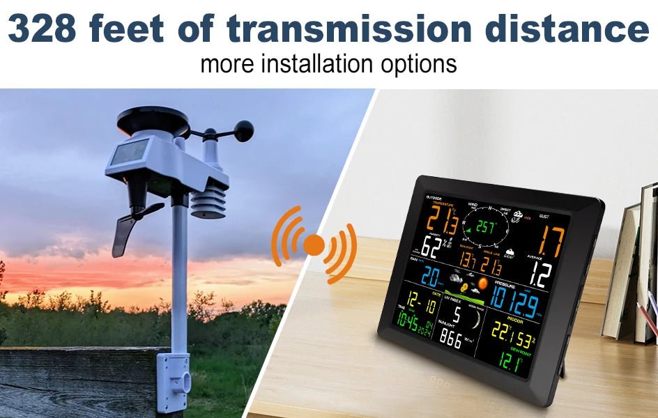 WiFi Weather Station 14 - in - 1 Wireless with Color Display Real - Time Sync to Weather Underground 100m Range Smart Home Sensor - Kenner House Emporium